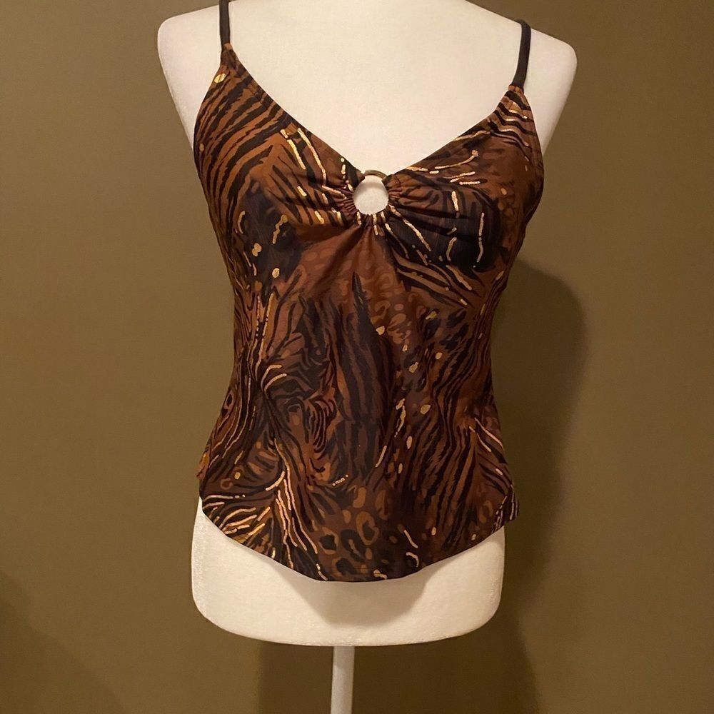 Beach Native Brown/Black Printed Tankini Sz 8 - Picture 13 of 13